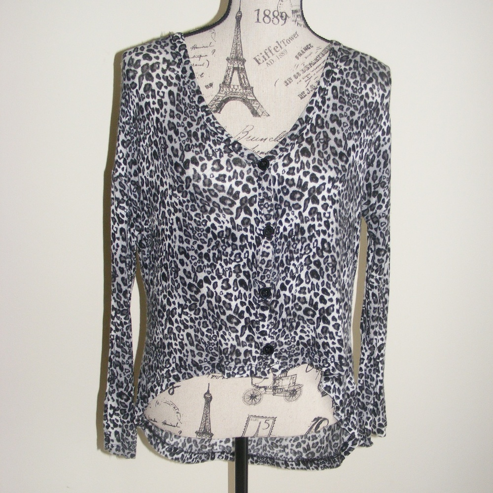Eye Candy One Step Up black white Animal Leopard Cardigan sweater 90s Y2K